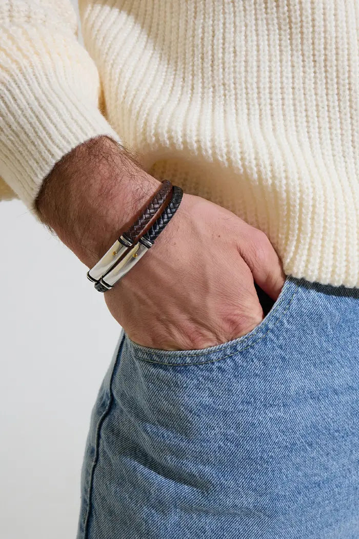 Men's bracelet braided - silver - Xrosjean