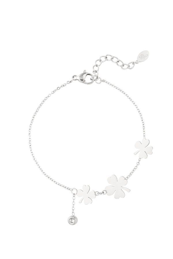 Armband met 3 klavertjes roestvrij staal dames - Goud & Zilver
