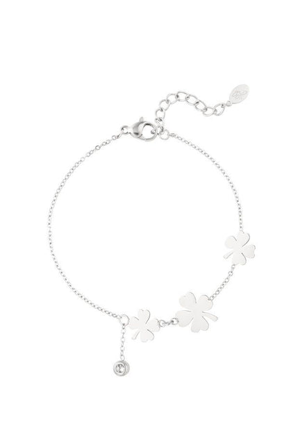 Armband met 3 klavertjes roestvrij staal dames - Goud & Zilver