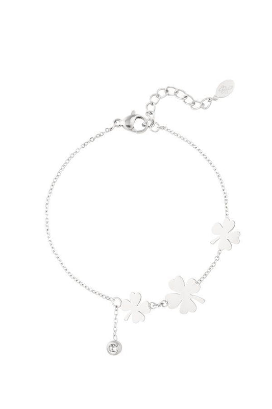 Armband met 3 klavertjes roestvrij staal dames - Goud & Zilver