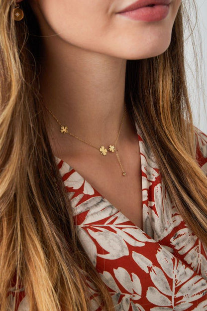 Klaver dames ketting roestvrij staal - Zilver & Goud