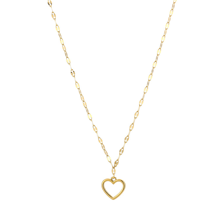 Dames open hart ketting van roestvrij staal - Zilver & Goud