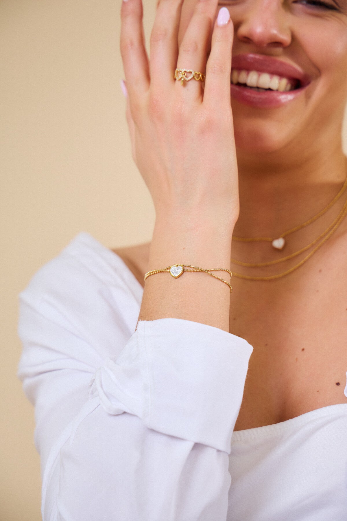 Gouden hart armband in roestvrij staal - Zilver & Goud