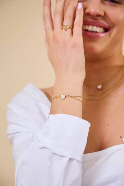 Gouden hart armband in roestvrij staal - Zilver & Goud